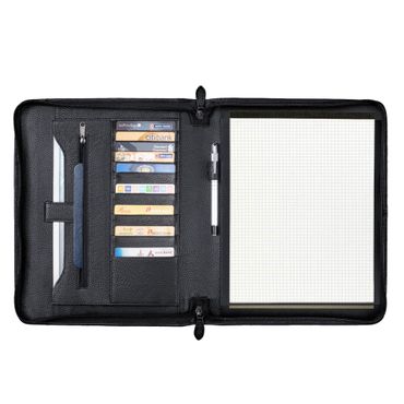 Cartella Portadocumenti A4 Con Cerniera - In Ecopelle Con 11 Scomparti