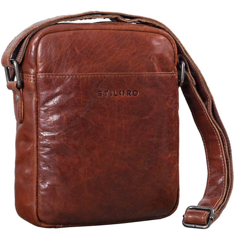 Borsello Uomo In Pelle PU Vintage Impermeabile: Tracolla Con Multi Scomparti Per Ufficio, Viaggi E Tempo Libero, 26x19x7 Cm