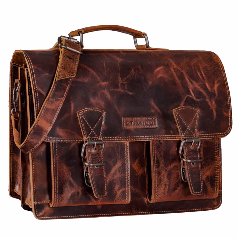 STILORD "Jeffrey" Cartella Pelle Vera Borsa Ventiquattrore Vintage