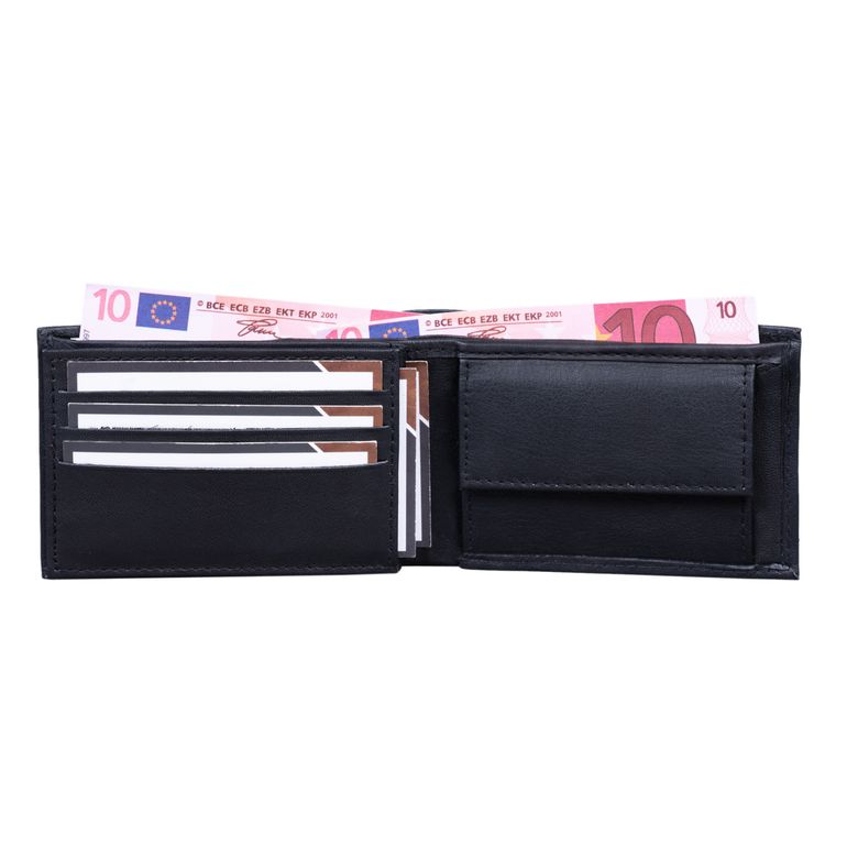 Portafoglio Mini In Vera Pelle Con Protezione RFID - Nero, Compatto Per 4 Carte Di Credito - Foto 4