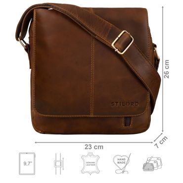 Borsello Uomo In Vera Pelle - Borsa A Tracolla Piccola Marrone Per IPad, IPhone E Viaggio