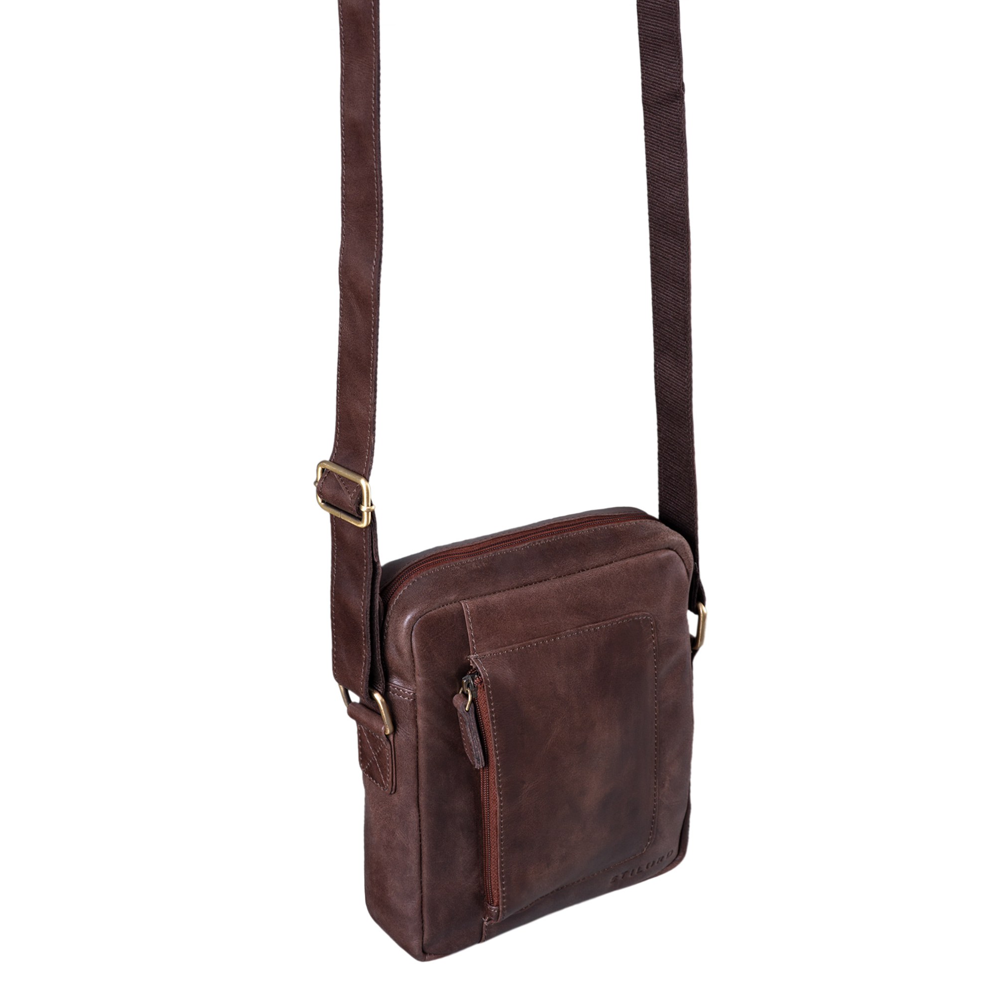 Sac à Bandoulière Homme En Cuir Vintage GIO-ZAGOR - Fabriqué En Italie - Marron - Neuf Avec Étiquette