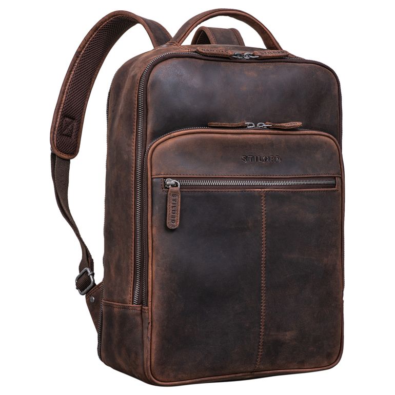 STILORD Gustavo Zaino In Pelle Business Per Uomo E Donna – Porta PC 16 Pollici, Con Sistema Trolley, Marrone