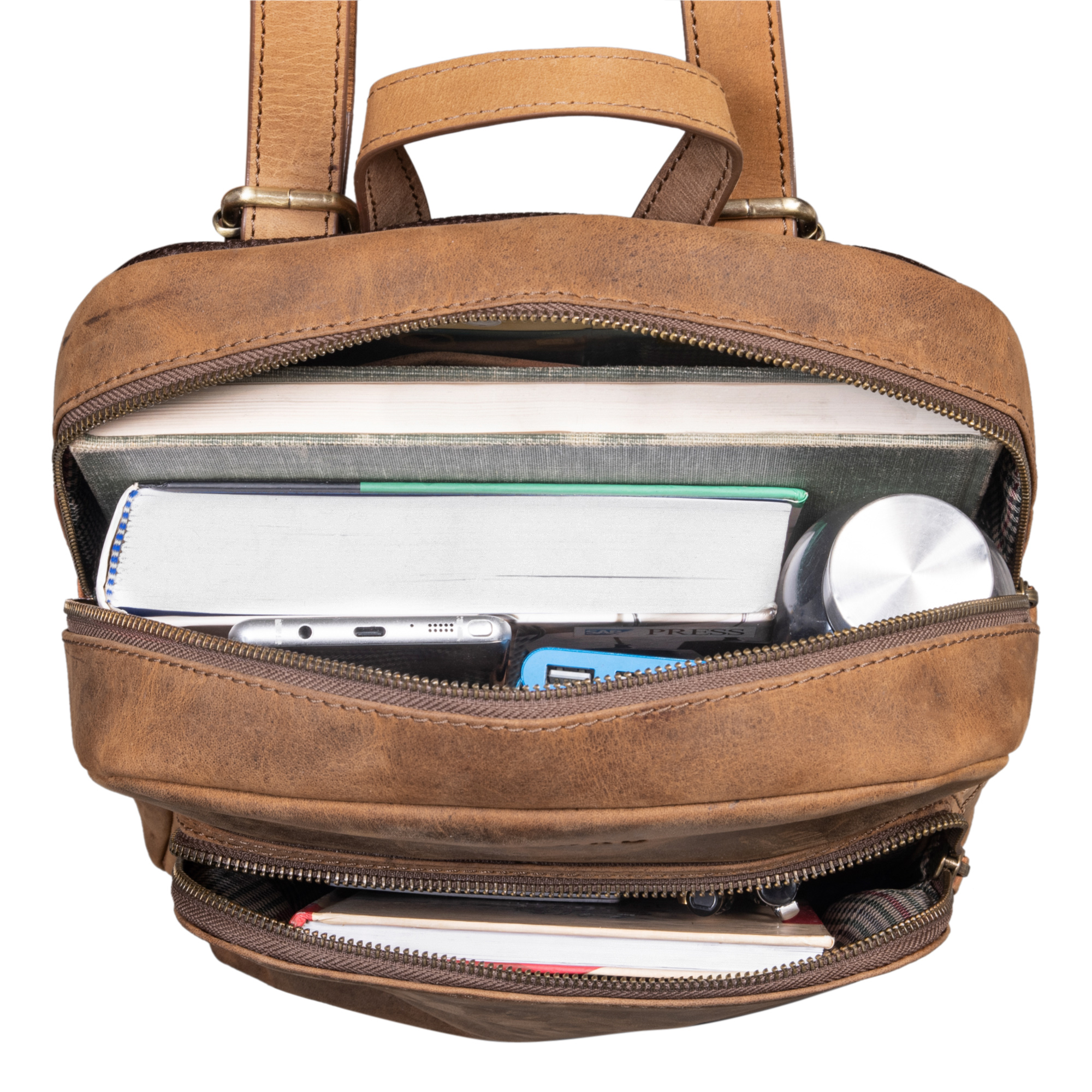 STILORD Nova Zaino pelle scomparto notebook 13,3 pollici Zaino donna notebook da uomo con scomparto per laptop Zaino in vera pelle Vintage Colore:kara - cognac