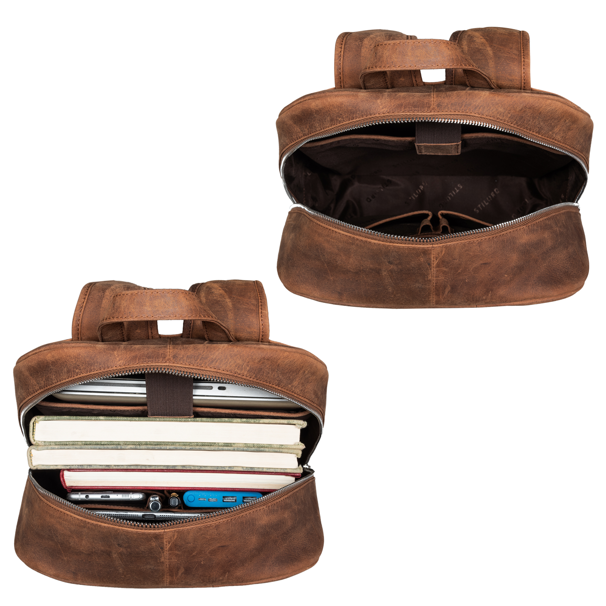 Zaino In Pelle STILORD 'Hiro' Per Laptop 16 Pollici - Grande, Vintage, Con Scomparti Per Viaggi E Università - Cuoio Autentico