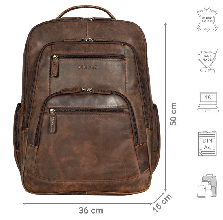 STILORD Erin Zaino in Pelle Grande per Uomo e Donna Porta PC 15-16 Pollici Vintage Ufficio Università Business in Cuoio Autentico