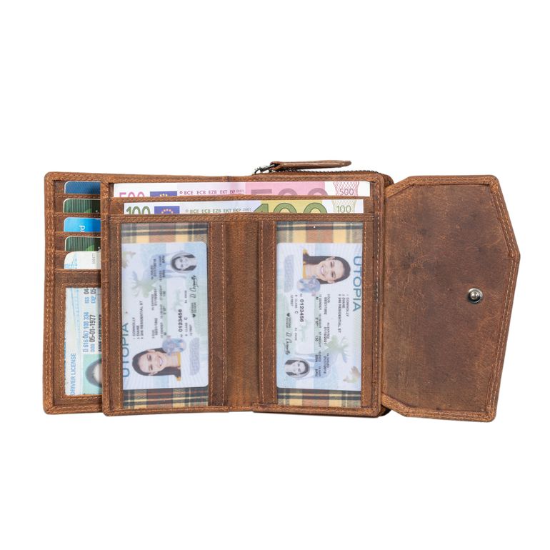 Portafoglio Mini In Pelle Vintage 'Claron' - 6x6x2 Cm, Per Uomo E Donna, Con Pulsante - Foto 14