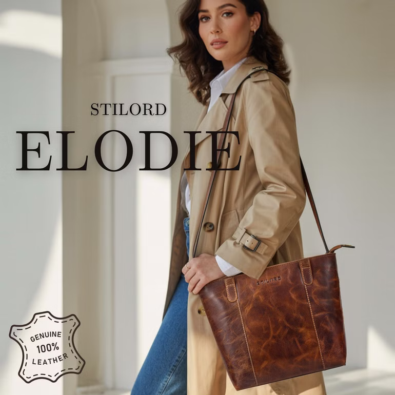 "Elodie" Elegante Borsa Pelle Donna Vera Pelle Media per Laptop a 13 Pollici