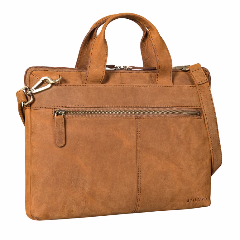 "Ross" Vintage Borsa a Tracolla in Vera Pelle per Laptop 14 Pollici