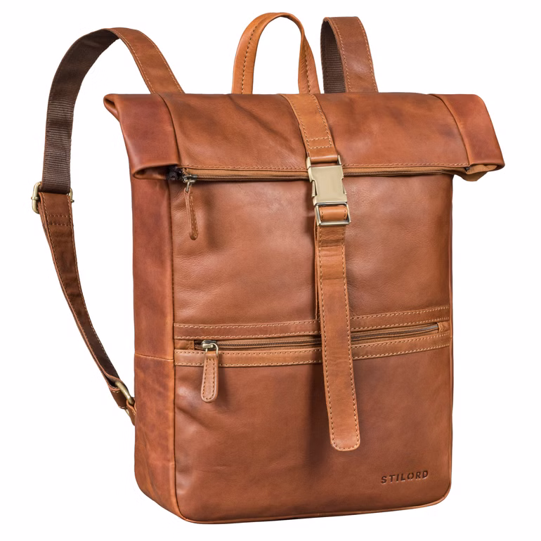 "Cairo" Zaino Rolltop Pelle Porta PC 15,6 - 17 Pollici 