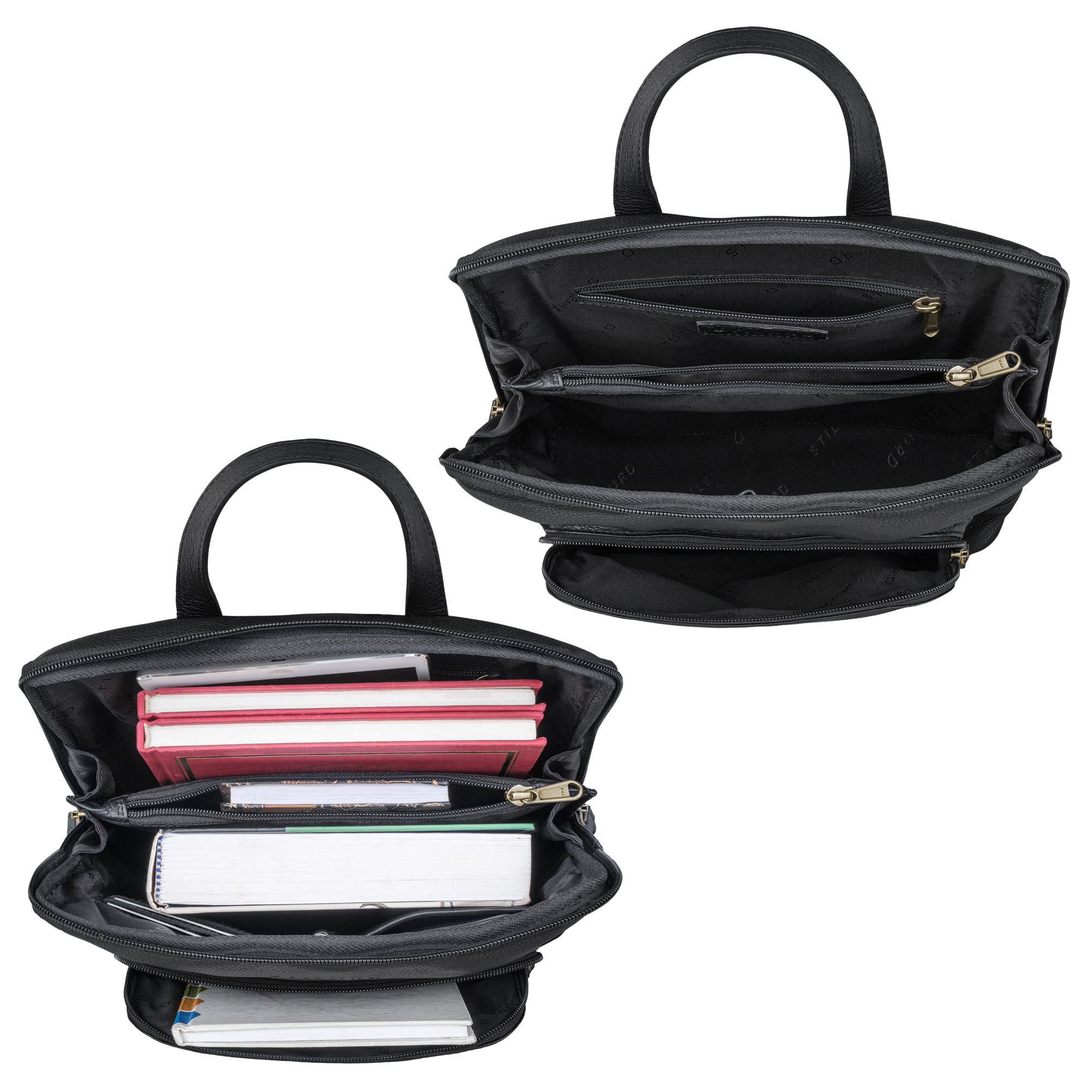 STILORD Sia Zaino Da Donna In Vera Pelle Vintage, Grande Per Laptop 15,3 Pollici, Molti Scomparti E Tasca Antifurto, 27x37x15 Cm
