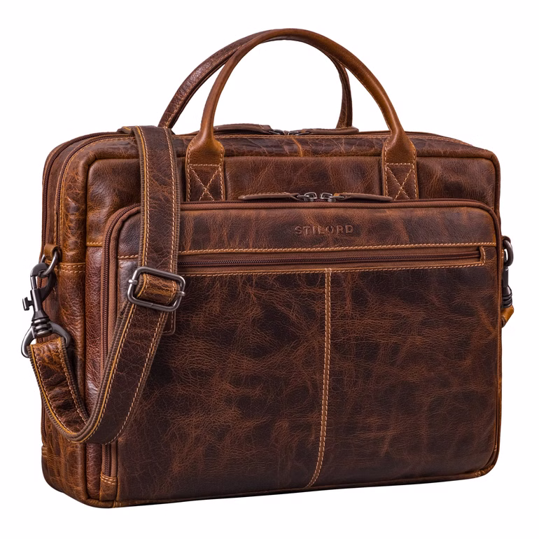 "Zenon" Cuoio Borsa con Scomparto Laptop 15.6 - 16 Pollici per Uomo e Donna