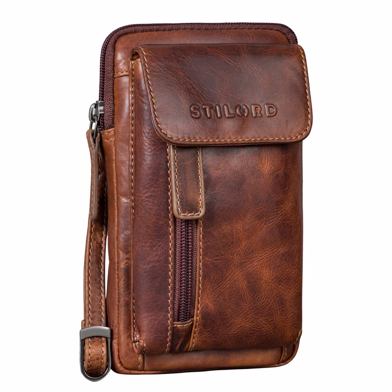 "Mael" 2 in 1 Pelle Borsello Uomo Tracolla Piccolo Porta Cellulare da cintura