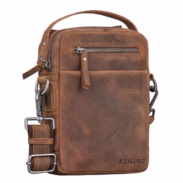 "Byron" Elegante Borsello Uomo Tracolla Pelle Vera Porta Tablet 8,3 Pollici
