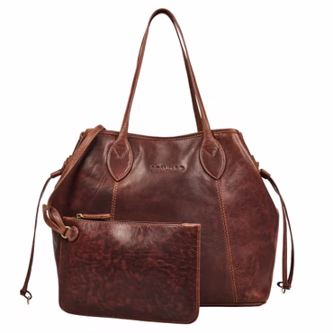 "Camelia" Elegante Shopper Borsetta Cuoio Donna 2 in 1 con Pochette