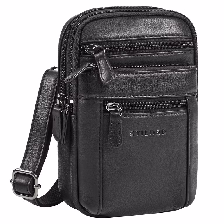 "Tamo" 4-in-1 Piccolo Borsello Uomo Pelle Vera - Borse Tracolla, Marsupio da Cintura, Borsello al Collo & Moschettone