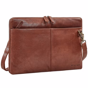 "Graham" Sottile Borsa Porta PC Vera Pelle 15.6 Pollici con Bretelle