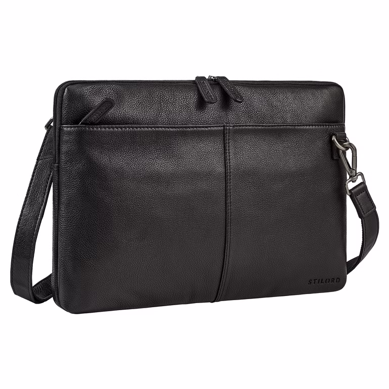 "Graham" Sottile Borsa Porta PC Vera Pelle 15.6 Pollici con Bretelle
