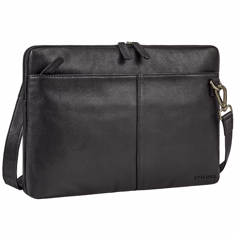 "Graham" Sottile Borsa Porta PC Vera Pelle 15.6 Pollici con Bretelle "Graham" Sottile Borsa Porta PC Vera Pelle 15.6 Pollici con Bretelle