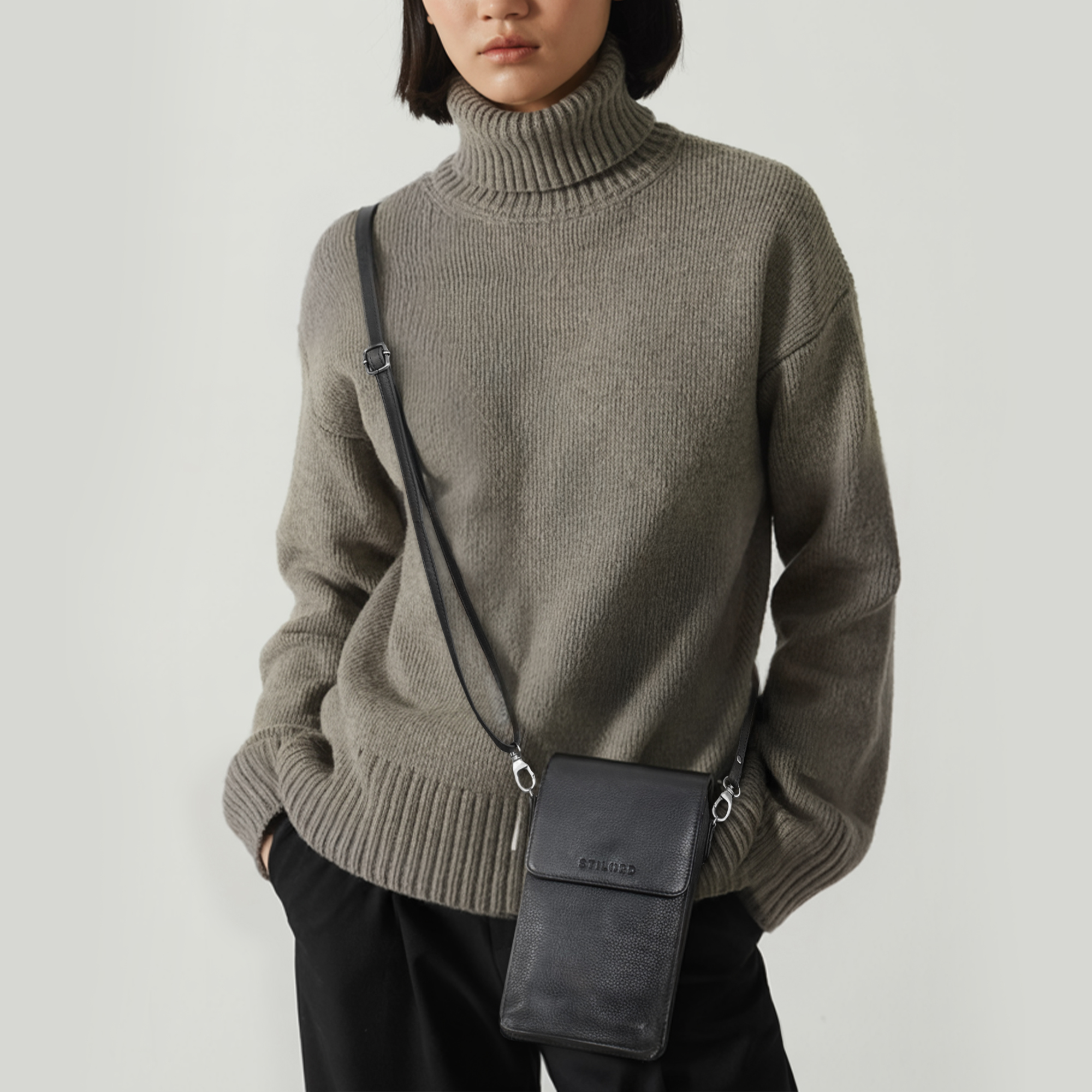 Borsa Porta Cellulare STILORD 'Imola' In Vera Pelle Vintage – Marsupio Crossbody Unisex, Colore Mocca Scuro