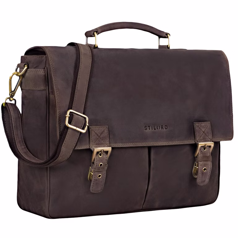 "Toledo" Borsa Ventiquattrore Uomo Pelle Vera per 15,6 Pollici "Toledo" Borsa Ventiquattrore Uomo Pelle Vera per 15,6 Pollici