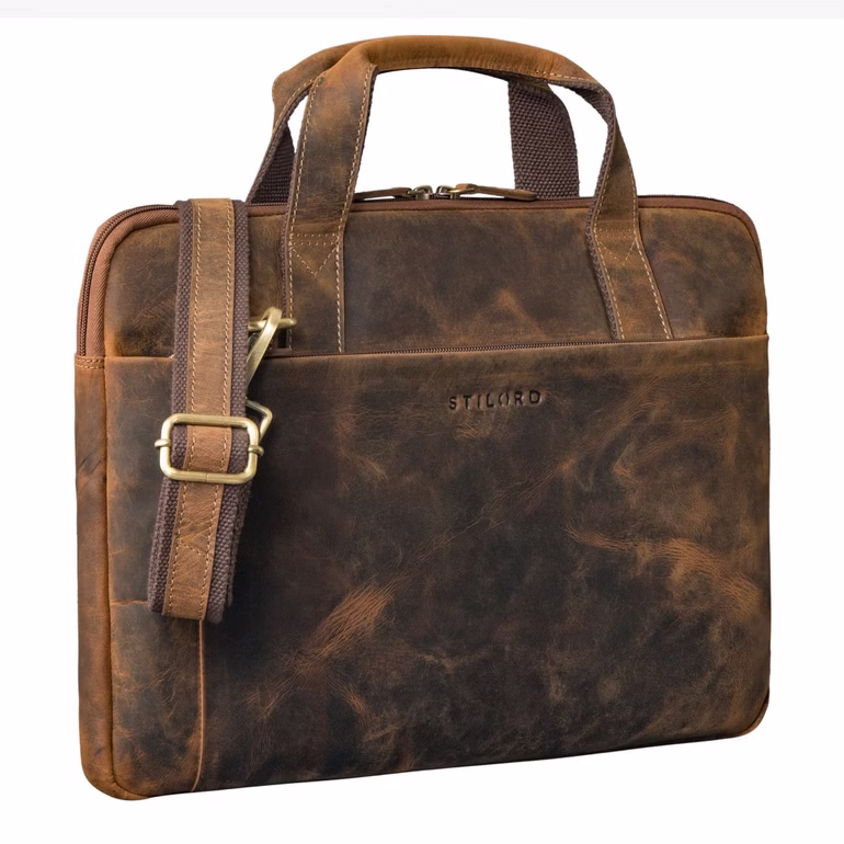 "Cornelius" Borsa Vintage Sottile Porta PC 15-16 Pollici Pelle Uomo