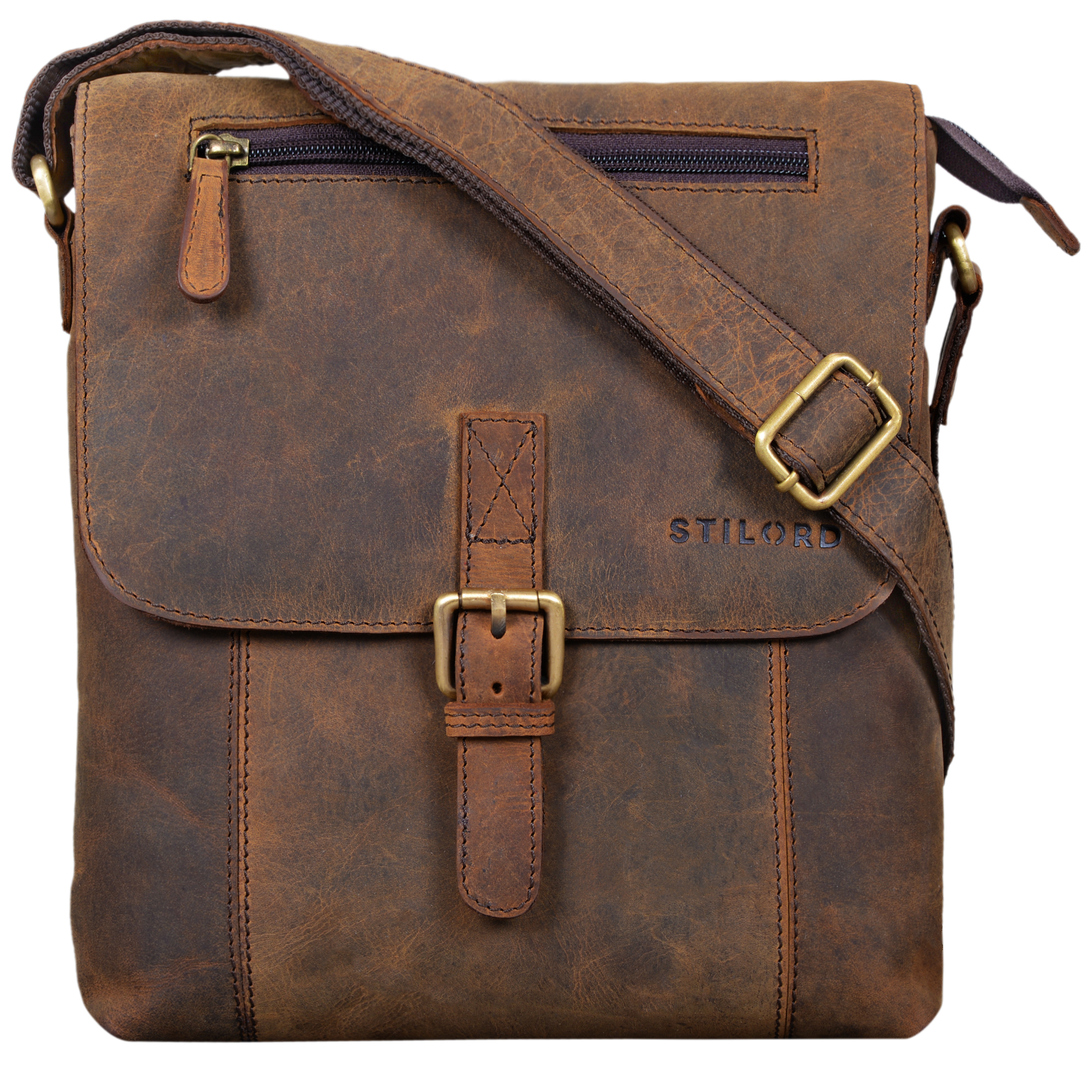 Borsa A Tracolla Uomo Piccola Impermeabile, Oxford, 3 Scomparti, Nera, Dimensioni 21,5x24x2,5 Cm