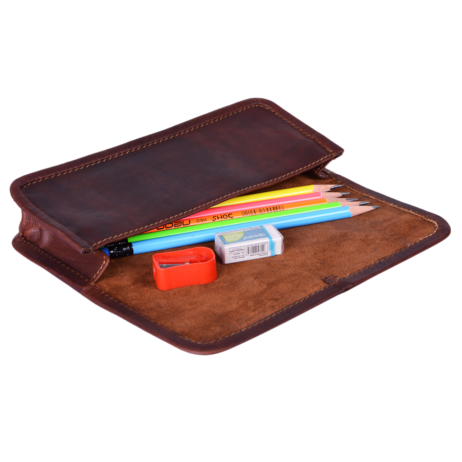JAWSEU Astuccio in pelle vintage fatto a mano portapenne in pelle per 12 penne stilografiche, protezione morbida per penne stilografiche, custodia in pelle PU fatta a mano