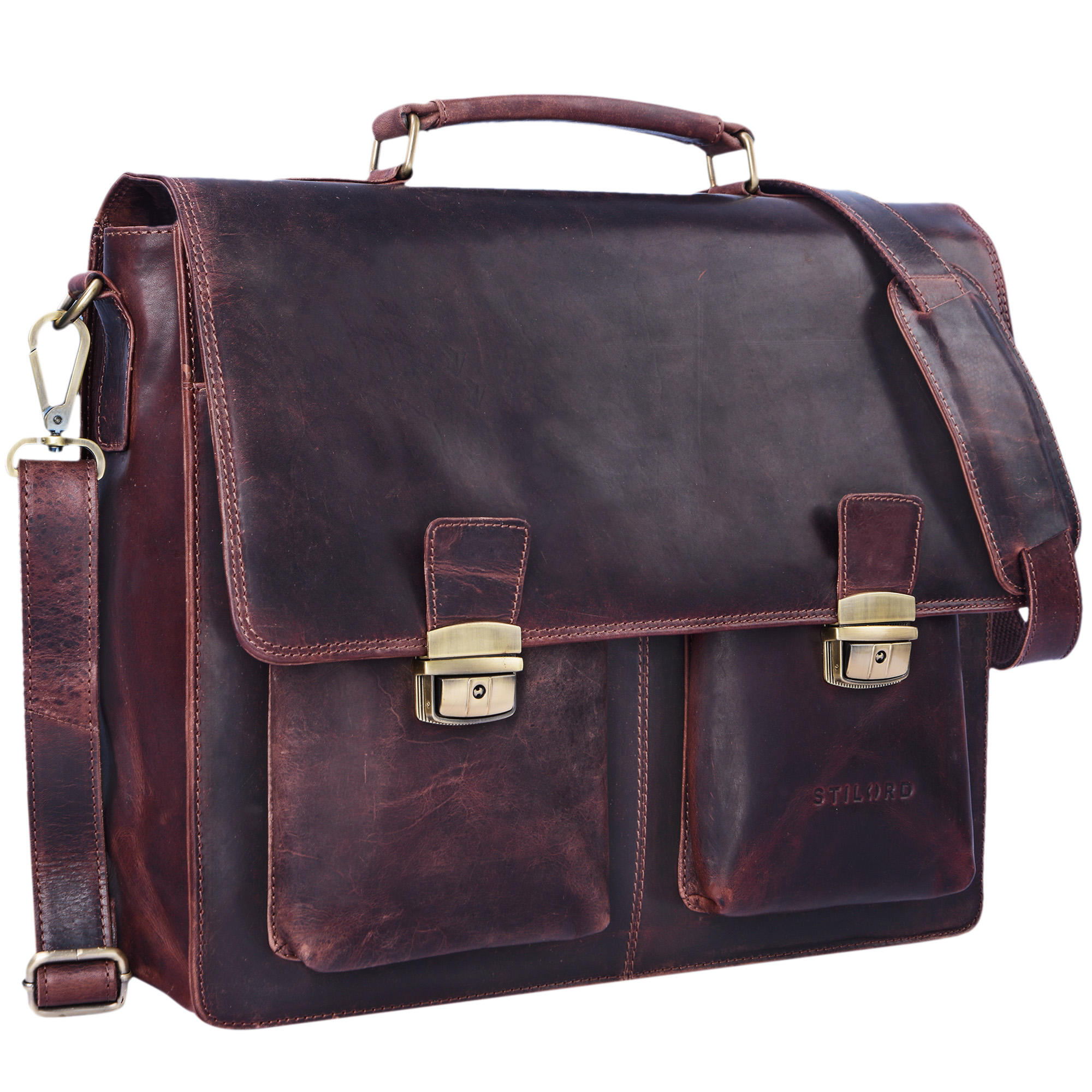 Borsa Business Uomo STILORD 'Alvaro' In Vera Pelle - Cartella Per PC 15.6", Tracolla Regolabile, Stile Vintage - Foto 4