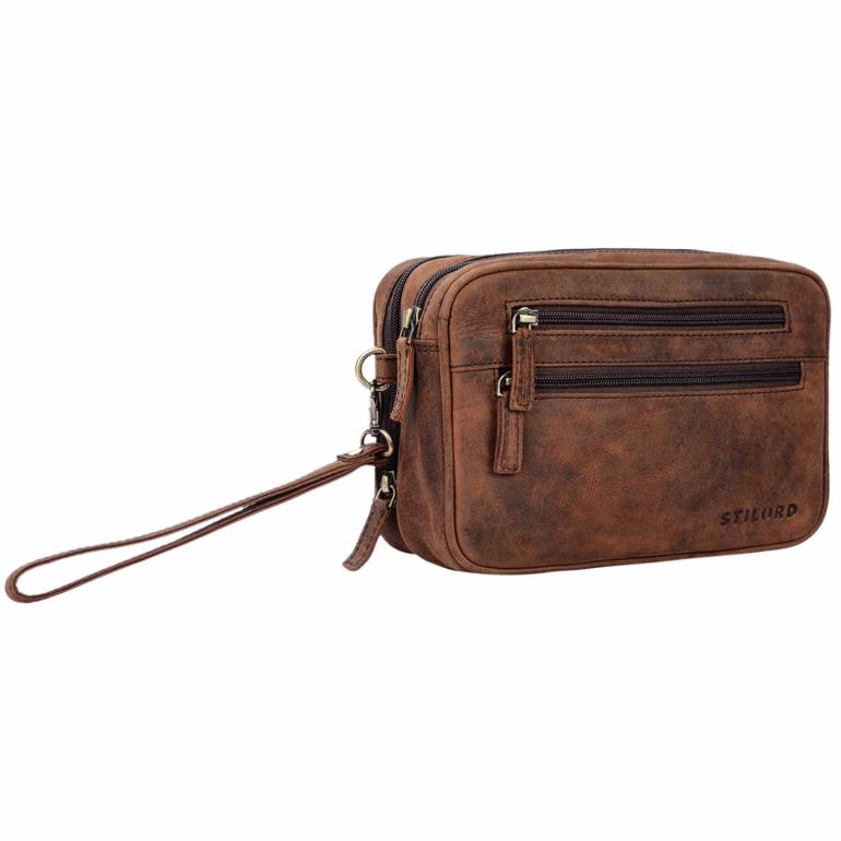 "Nero" Pochette uomo con cinturino da polso in pelle