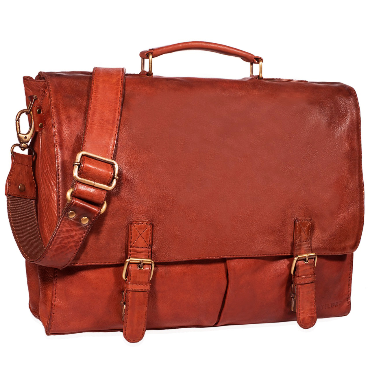 Borsa Ventiquattrore STILORD 'Andro' In Vera Pelle – Capiente, Con Scomparto PC 14'', Tracolla Regolabile, Elegante E Vintage - copertina