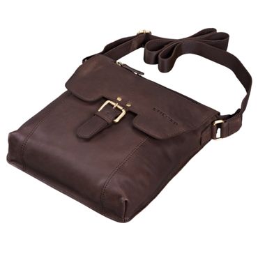 Borsa A Tracolla Uomo In Vera Pelle Vintage - Crossbody Bag Marrone Scuro, Dimensioni 22x28x11 Cm, Tracolla Regolabile