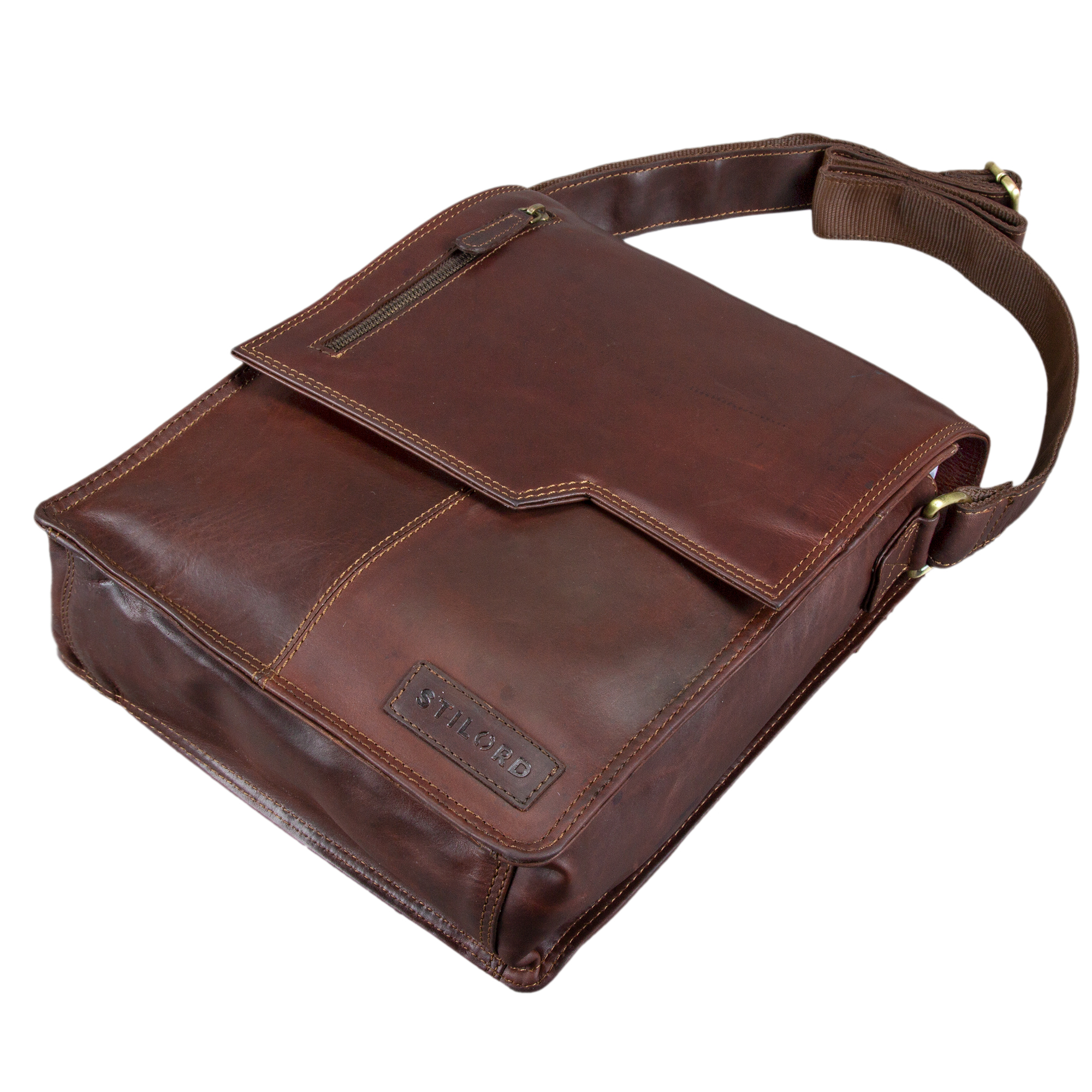 Borsello Uomo In Pelle Vintage STILORD 'Mattia' - Messenger Bag Per Tablet E IPad, Tracolla Regolabile